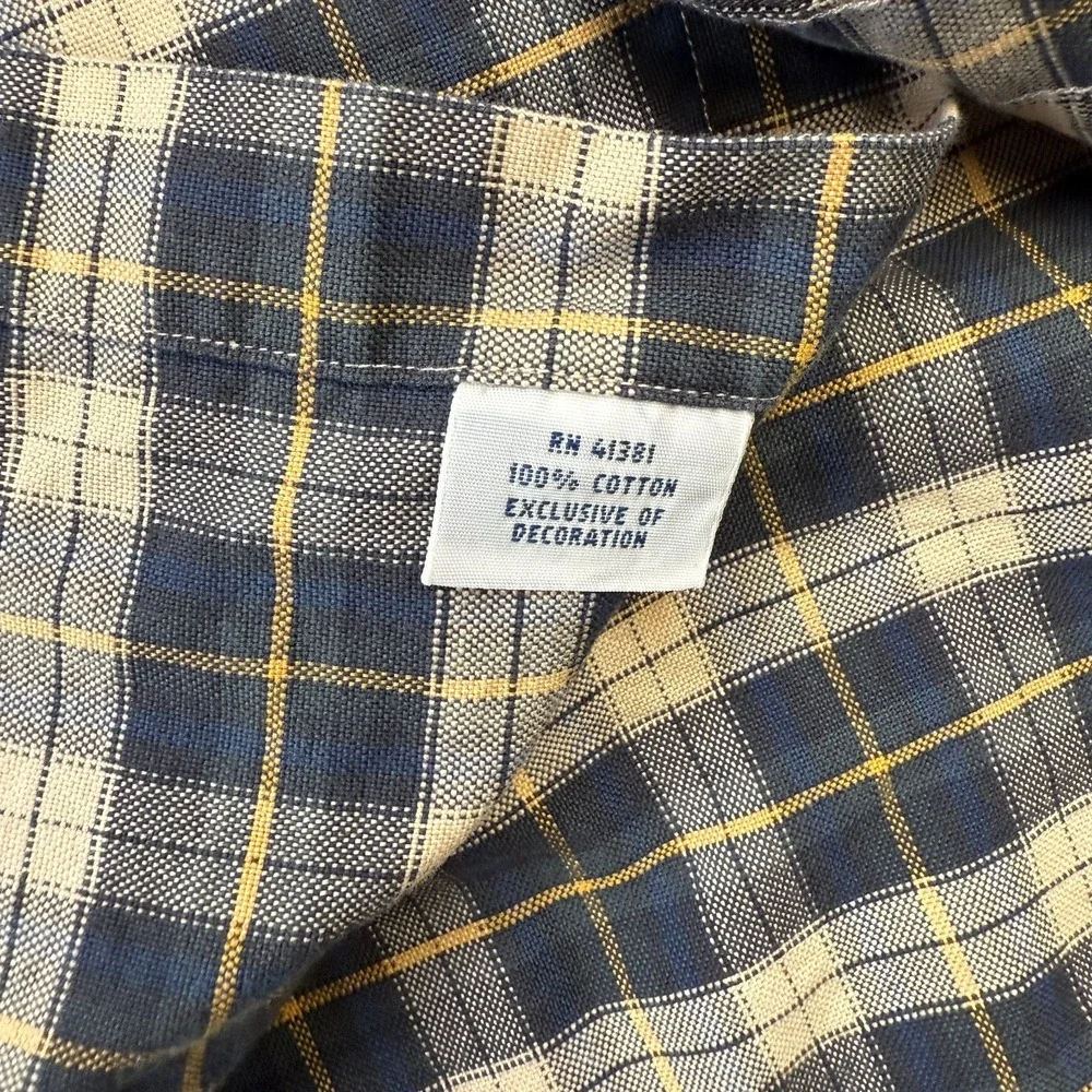 Polo‎ Ralph Lauren Shirt Mens Large Blue Cream Tartan Plaid Oxford Button Down